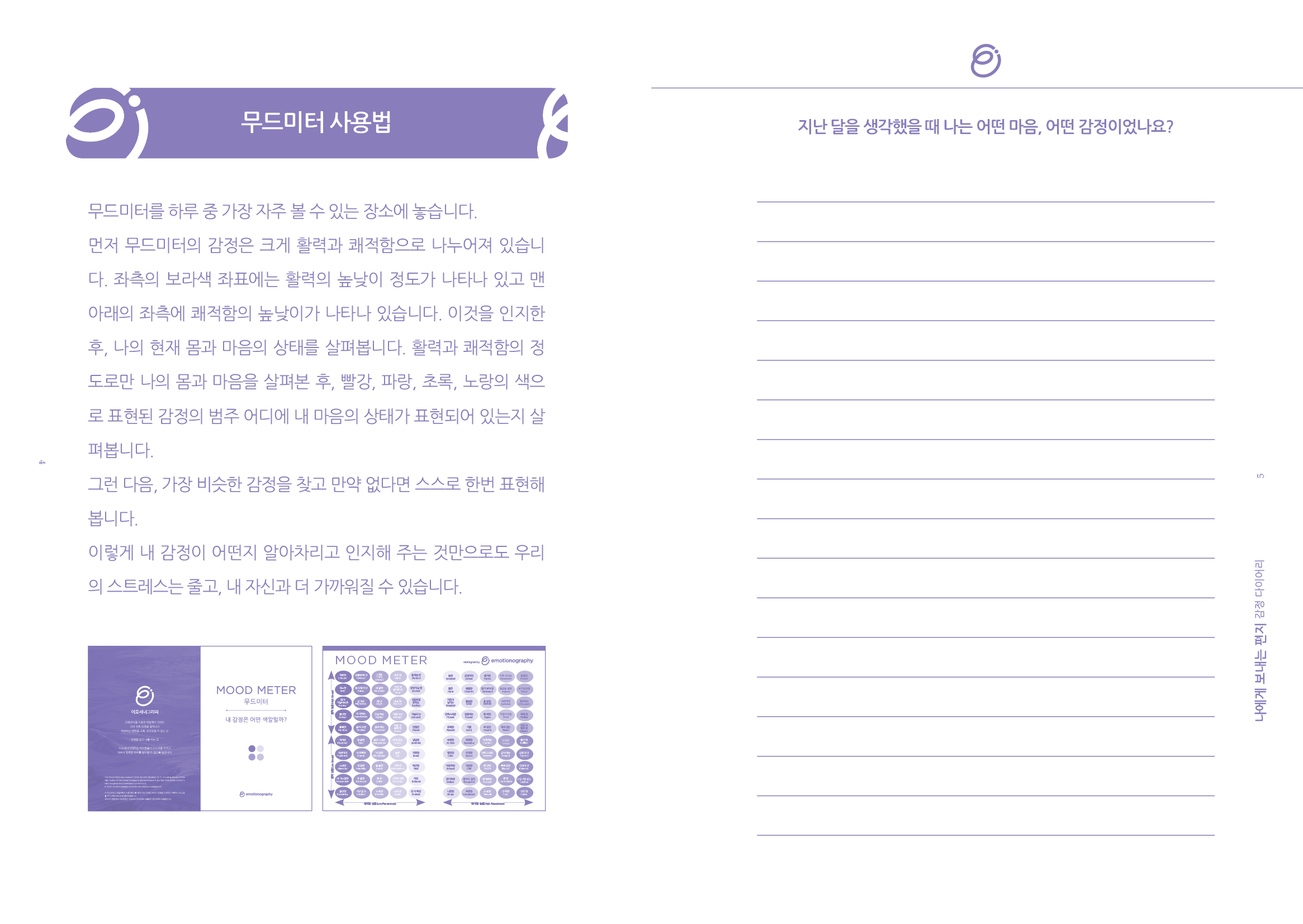 Talk Emotions pages for reflecting on last month and the month ahead